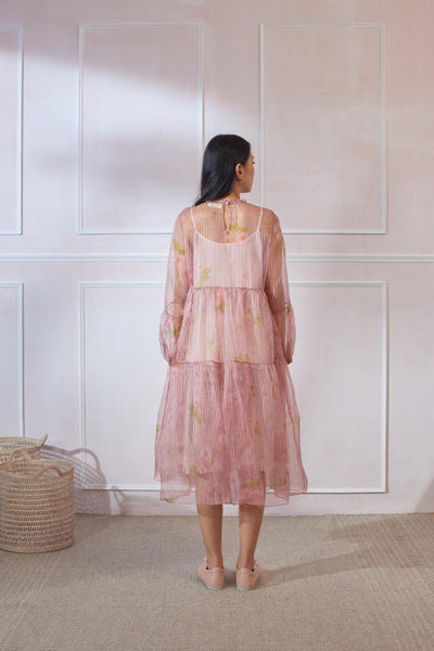 Hazari Mogra Silk Organza Midi Dress