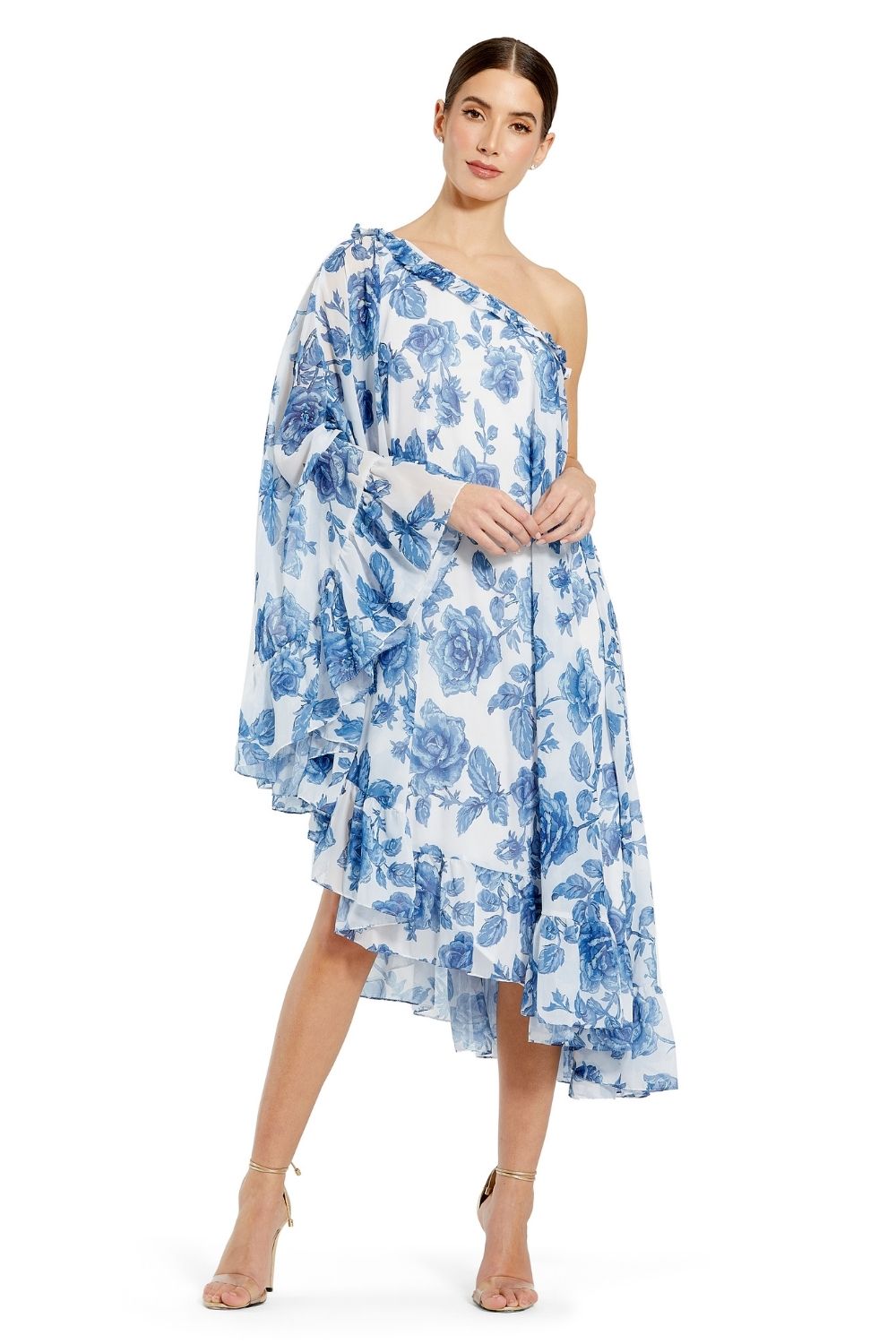 MD-55073 One Shoulder Printed Dress-Blue