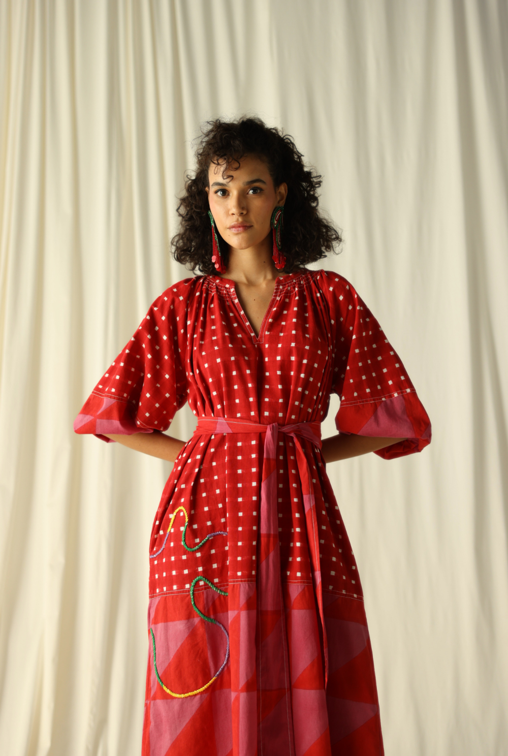 ANDRETTA EMBROIDERED PEASANT DRESS