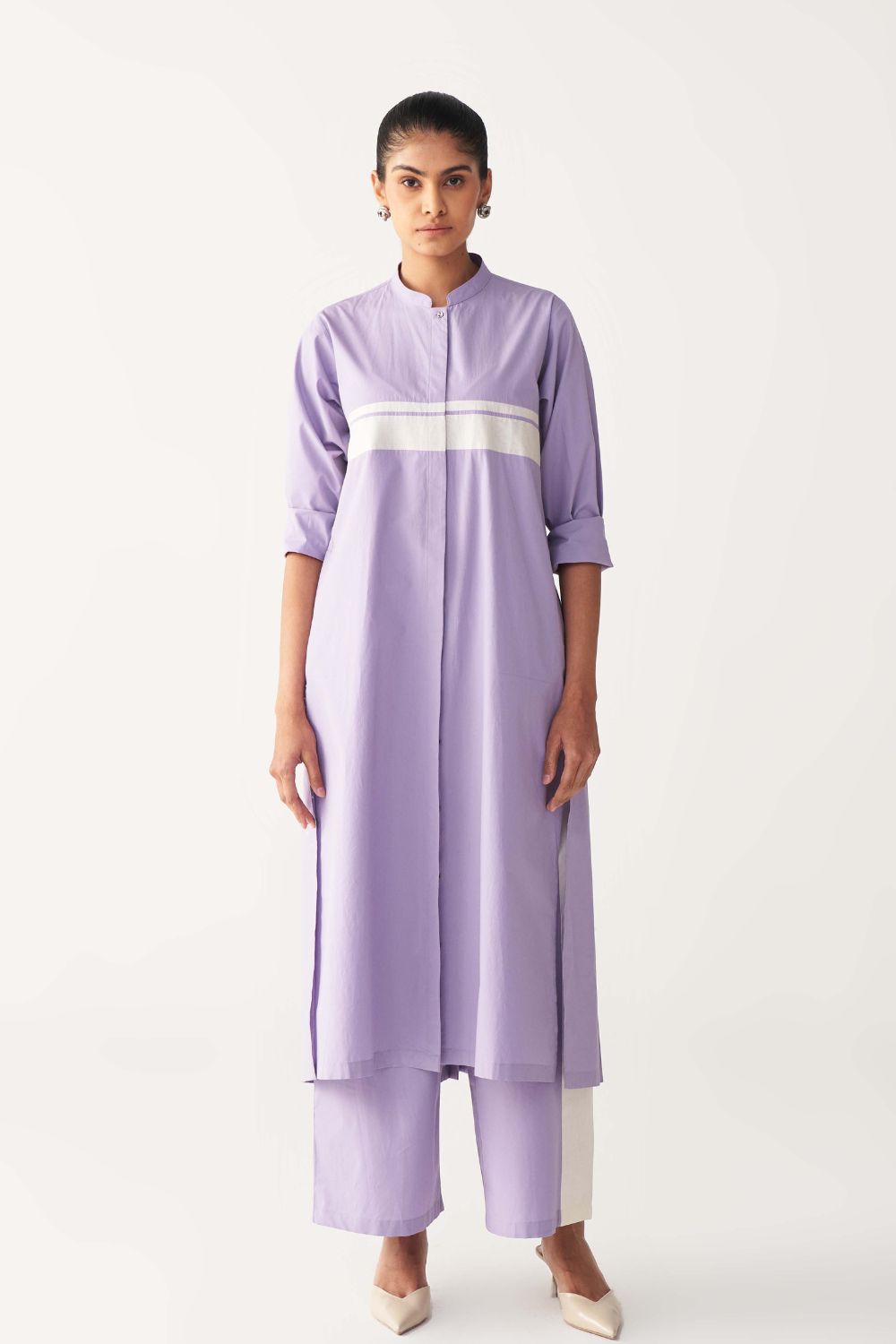 BACK PLEAT JACKET CO-ORD-LAVENDER