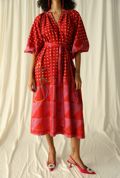 ANDRETTA EMBROIDERED PEASANT DRESS