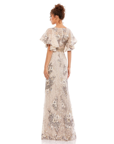MD-67842 Embroidered Long Dress-Beige