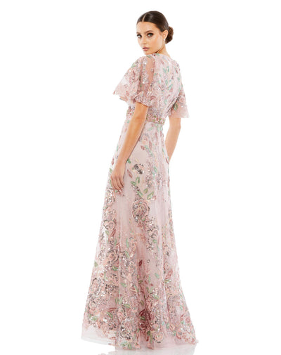 MD-67880 Flared Long Gown-Beige
