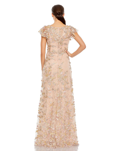 MD-68192 Embroidered Long Dress-Peach