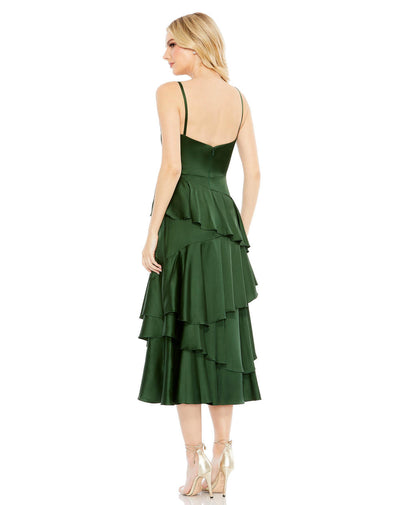 68300-Charmeuse Ruffle Tiered Spaghetti Strap Dress