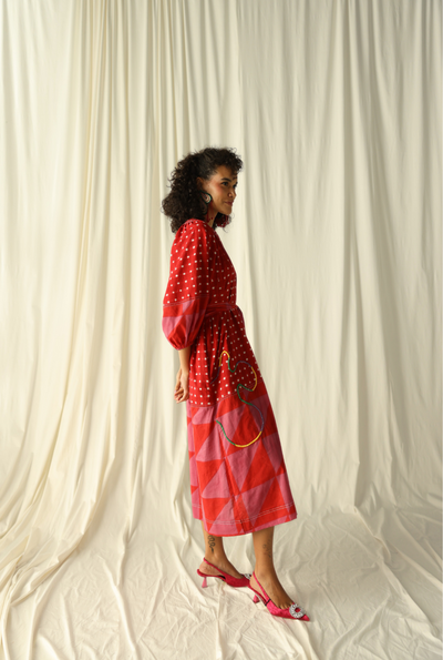 ANDRETTA EMBROIDERED PEASANT DRESS