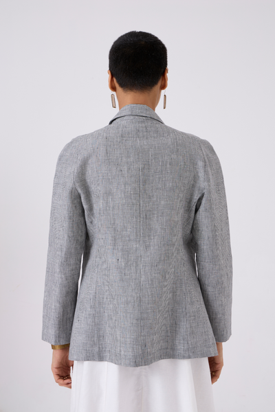 Salak White & Black Houndstooth Linen Blazer