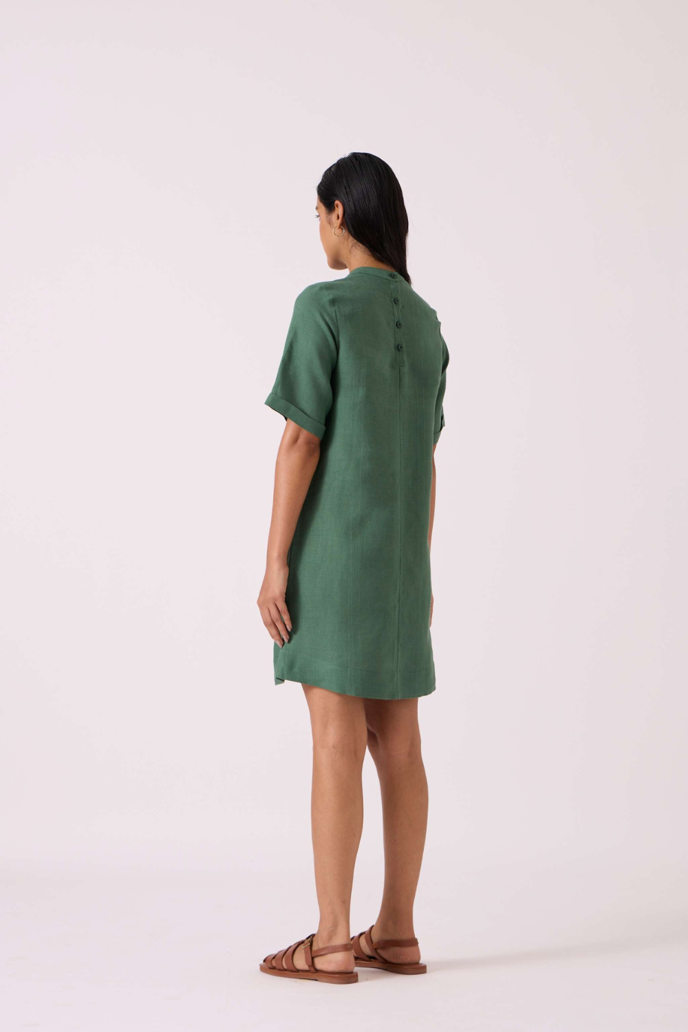 Tula Green Linen Shift Dress