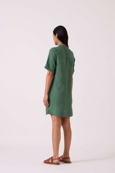 Tula Green Linen Shift Dress