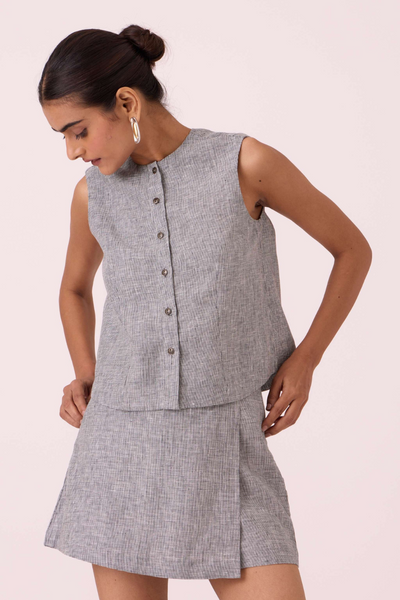 Wotton Houndstooth Linen Top