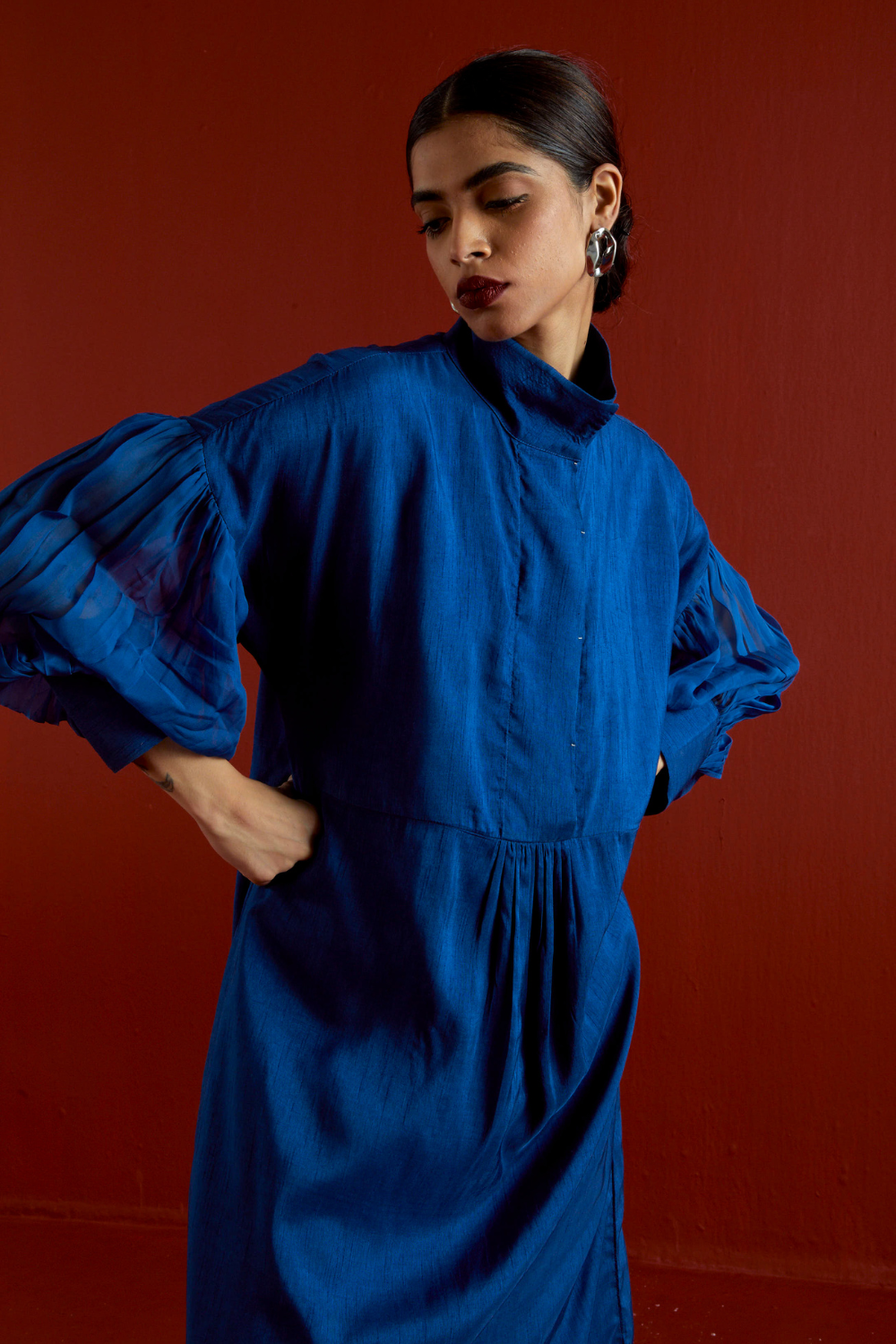TURTLE NECK TUNIC CO-ORD-ELECTRIC BLUE