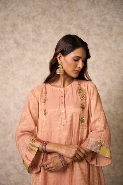 Zing Kurta Set - Peach with Dupatta