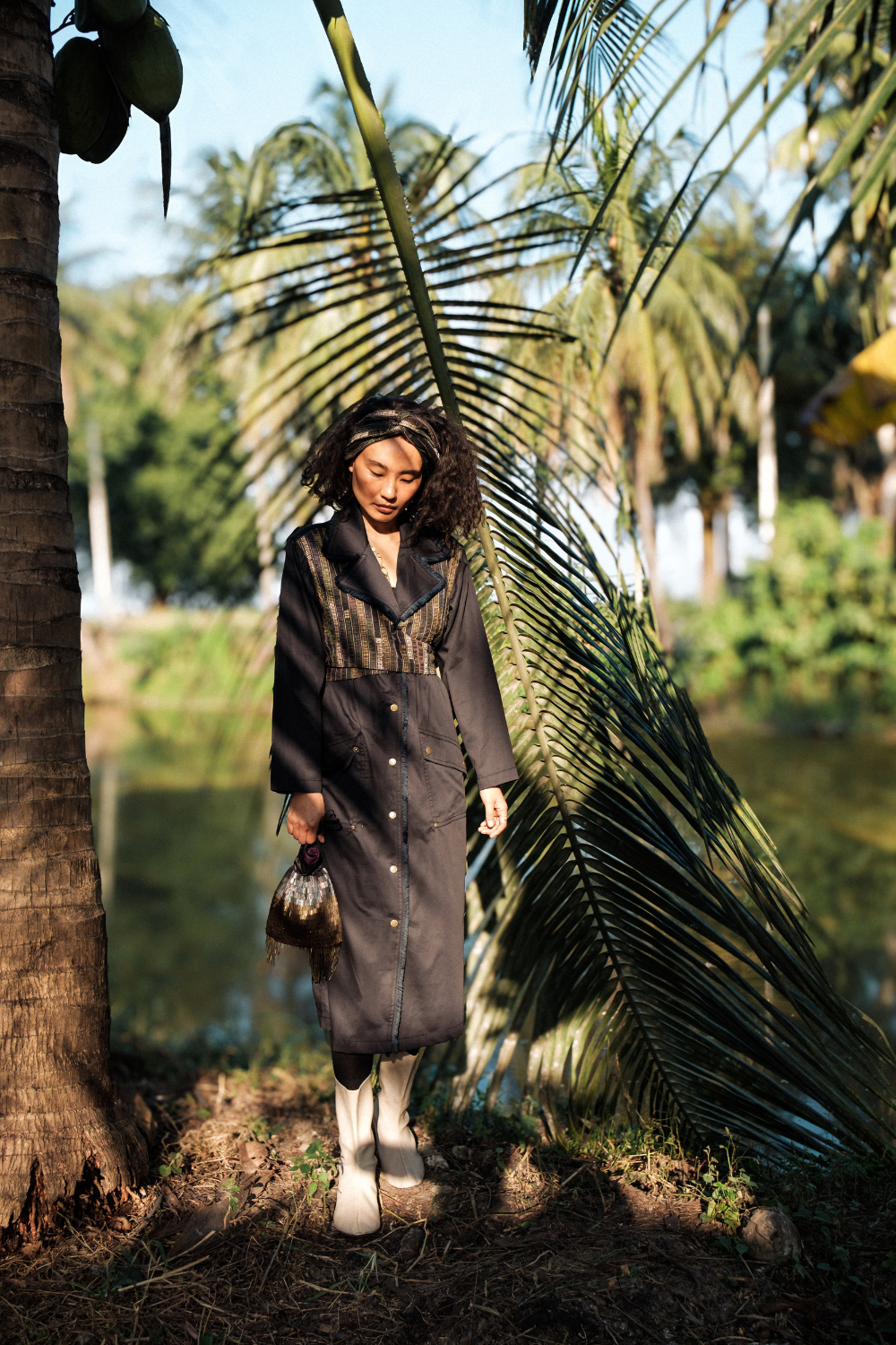 Upcycled Copenhagen Trench - Black Green