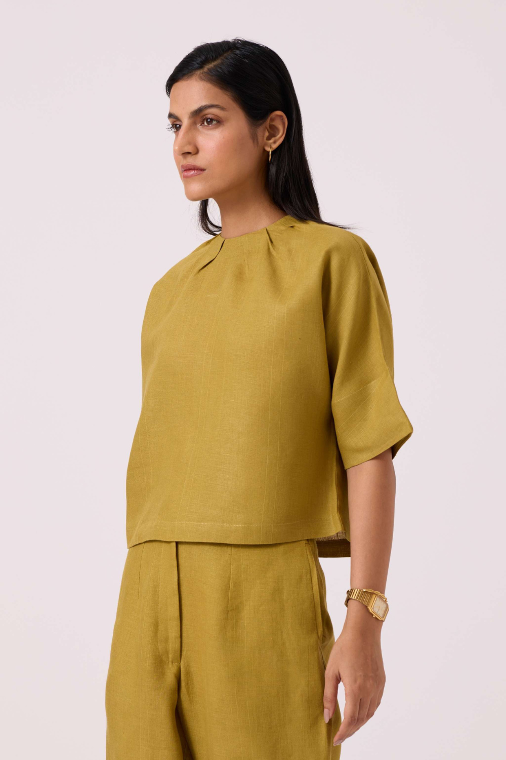 Bourne Olive Linen Top