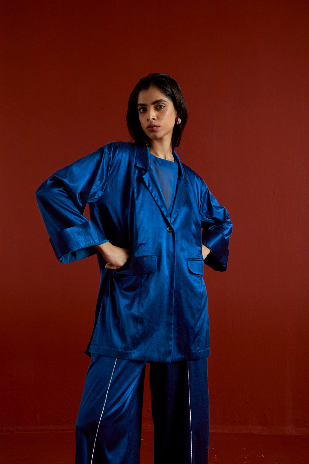 WIDE SLEEVE JACKET CO-ORD-ELECTRIC BLUE