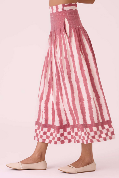 Levin Rhubarb Striped Ikat Skirt