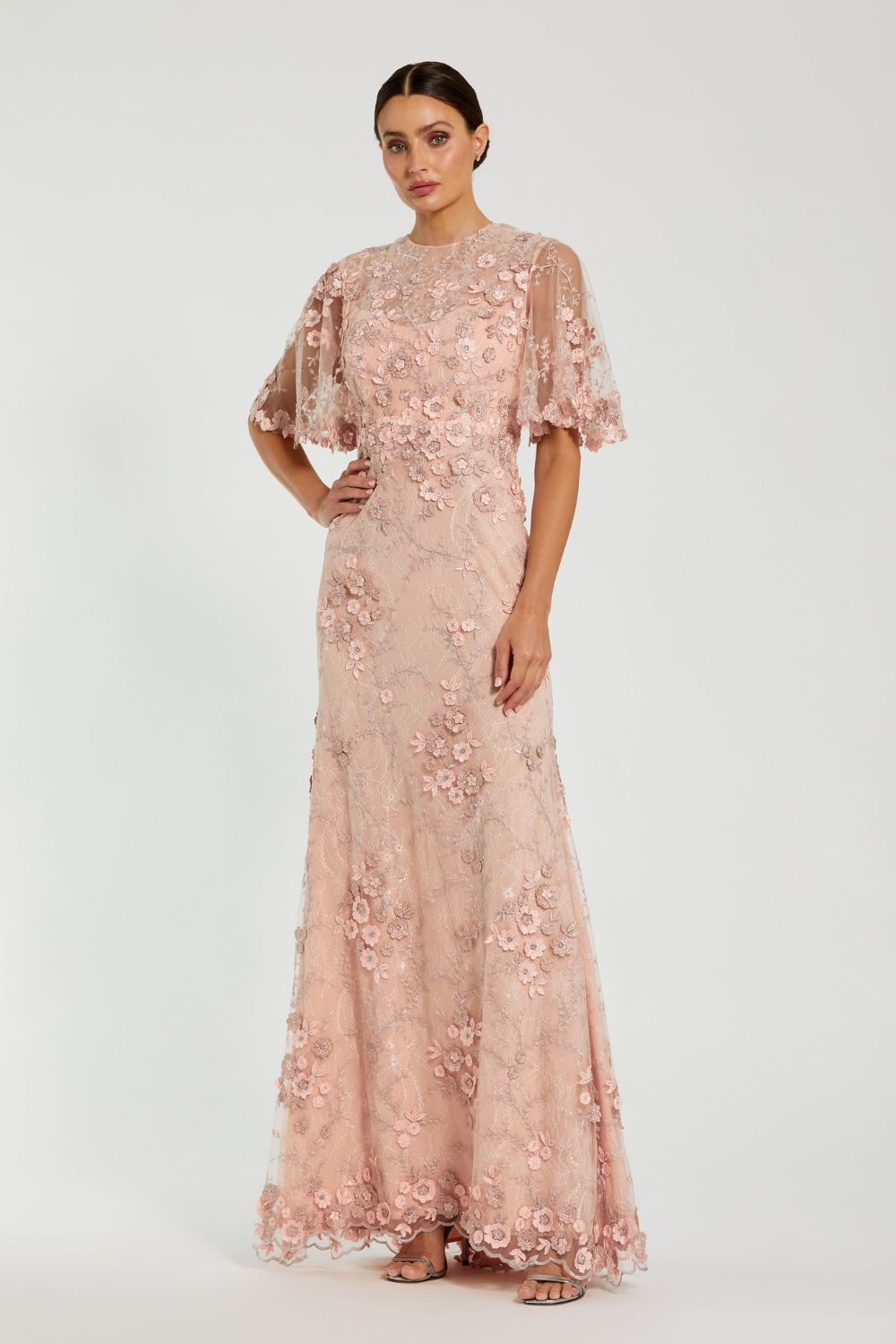 68810-Floral Embroidered Net Gown-Rose
