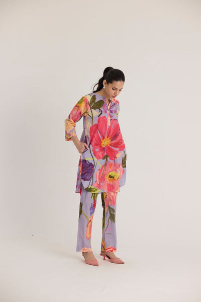 DOLLY PURPLE SHORT COTTON KURTA SET
