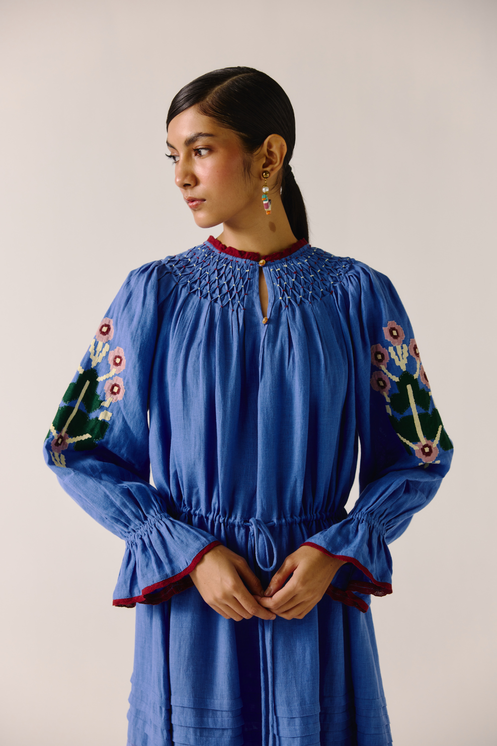 Edith Dress - Electric Blue Pixel Applique