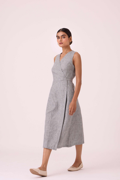 Arandi Houndstooth Linen Dress