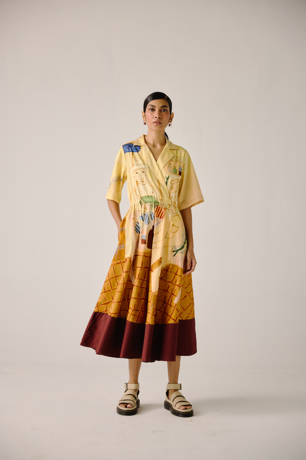 Print Blocked Dress - Fisherman