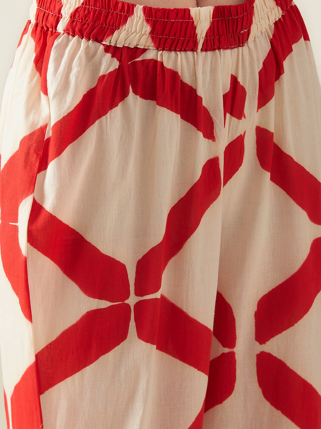 Red Clamp Dye Embroidered Co ord set