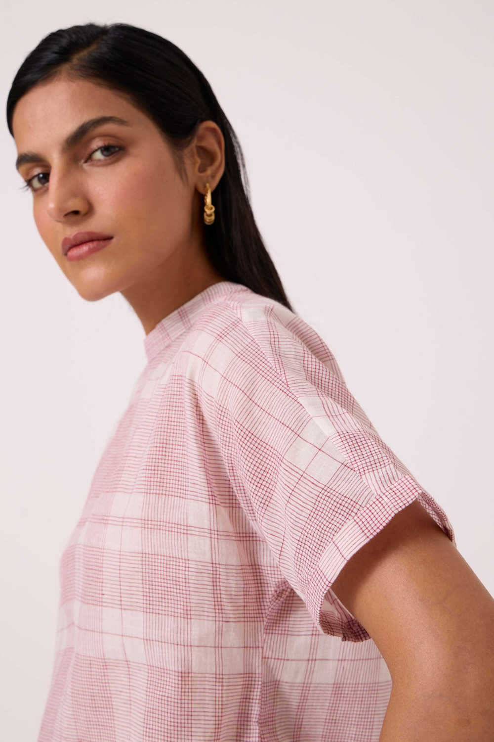 Ursula Checkered Handwoven Top