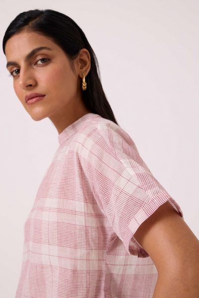 Ursula Checkered Handwoven Top