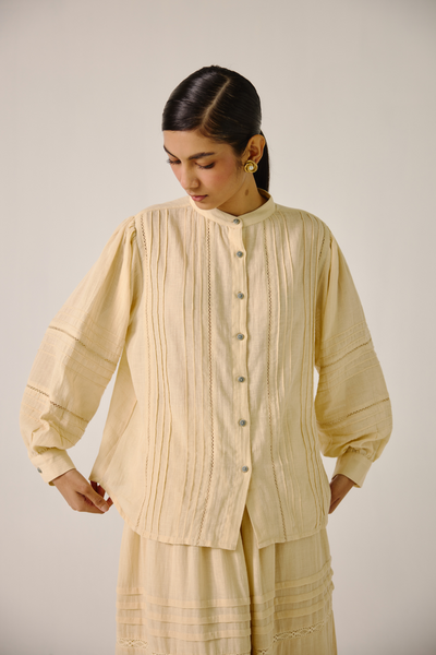 Hazel Top - Ivory Block Print