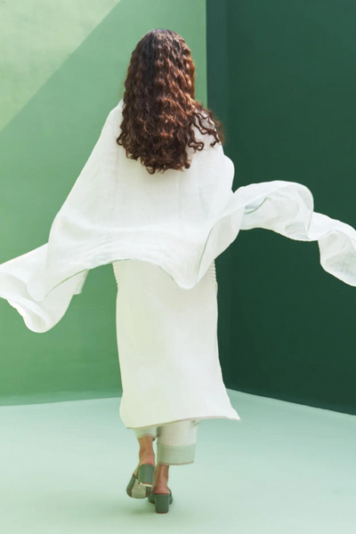 June Border Linen Kurta Set
- Ivory
