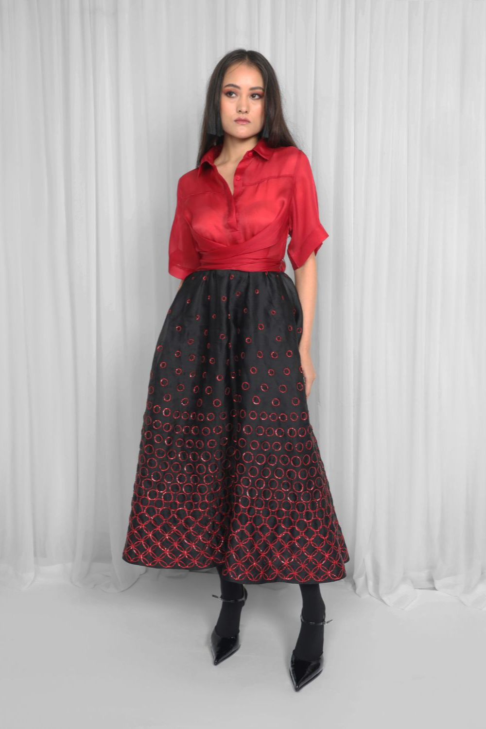Sora Dress-Red & Black