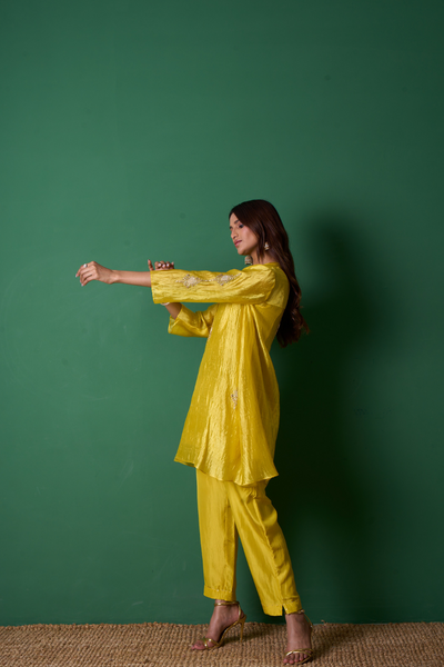 Paradise Kurta Set - Yellow with Dupatta