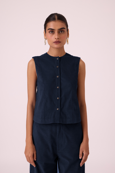 Wotton Blue Corduroy Top
