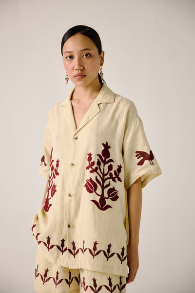 Unisex Set - Ivory Bird Applique