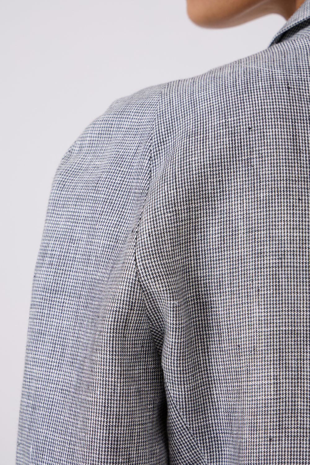 Salak White & Black Houndstooth Linen Blazer