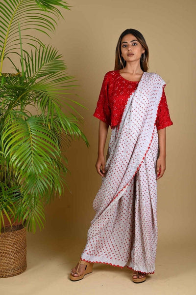 PANT SAREE-WHITE