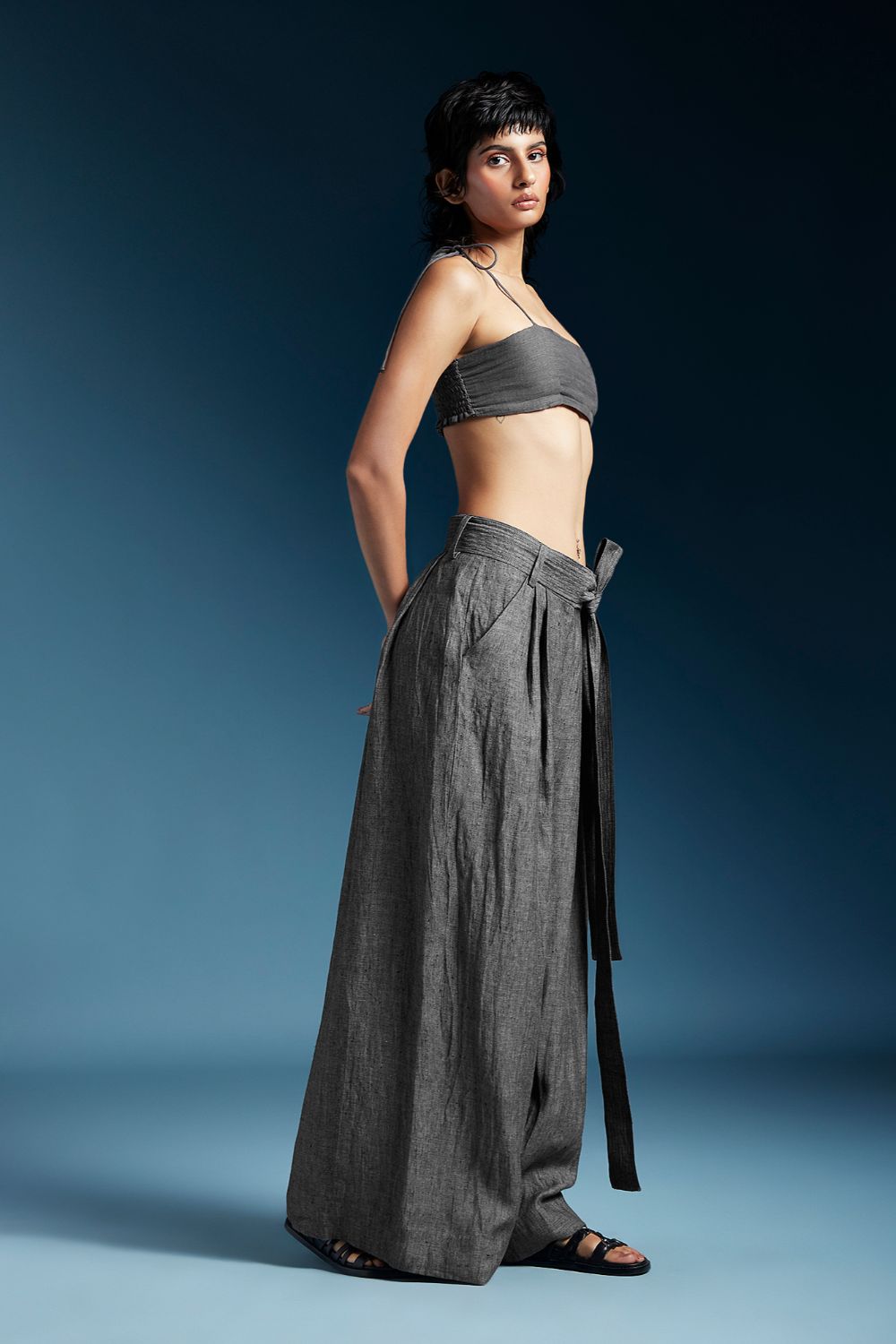 Skye Trousers in Grey-Charcoal Grey