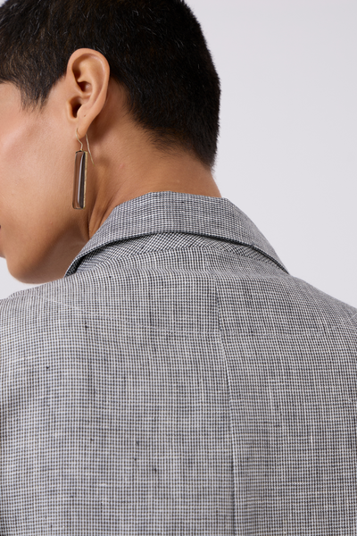Salak White & Black Houndstooth Linen Blazer