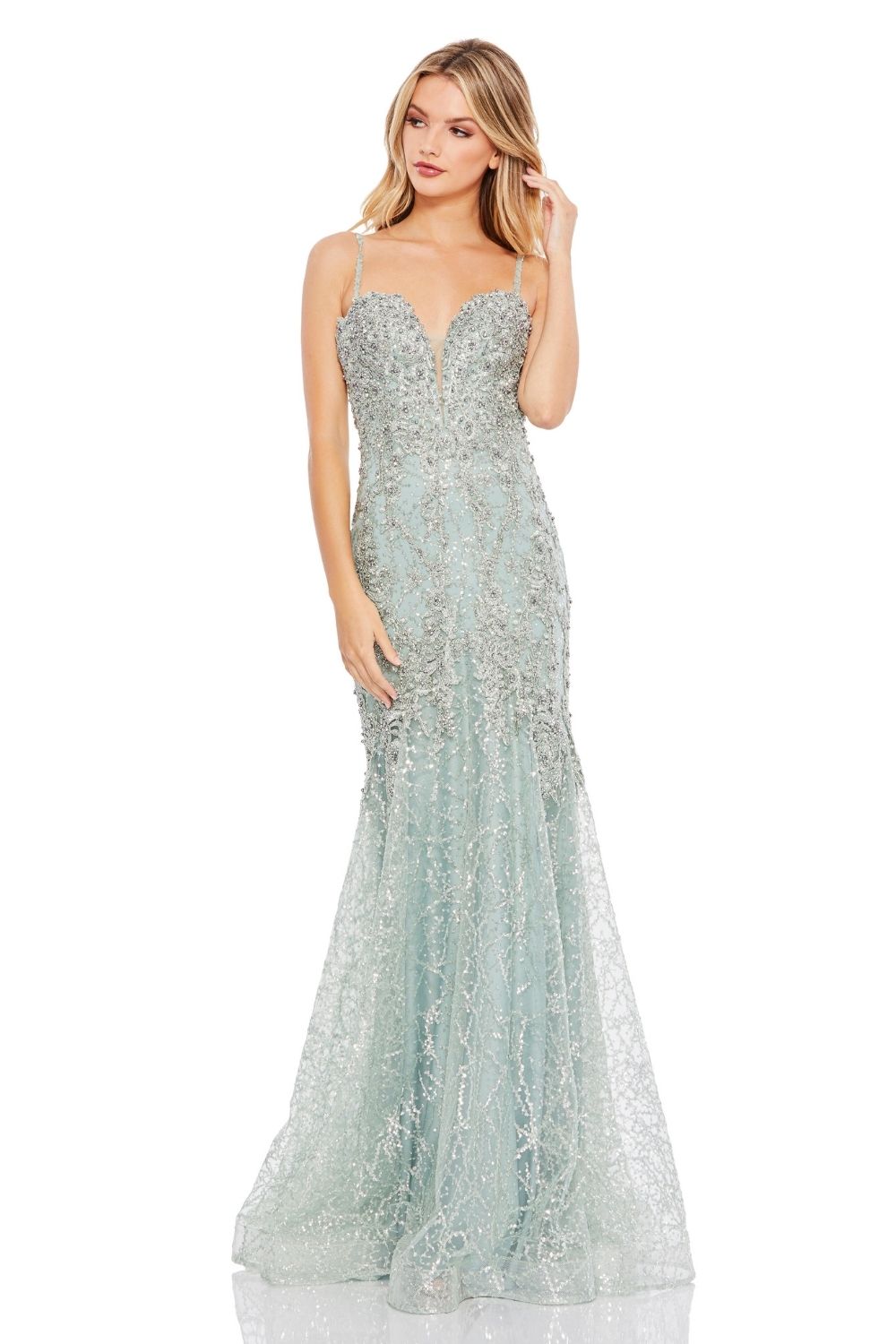 MD-A20242 Embroidered Long Gown-Green