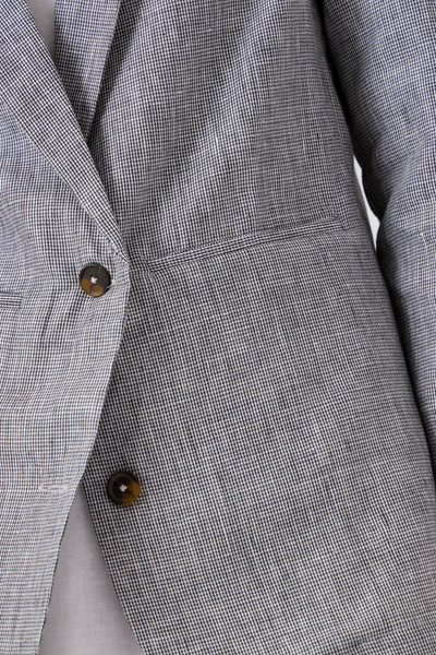 Salak White & Black Houndstooth Linen Blazer