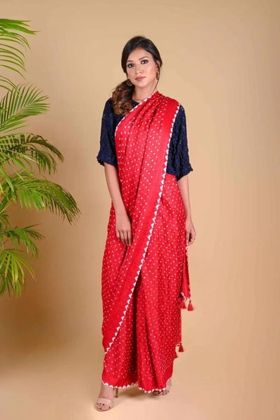 PANT SAREE-RED