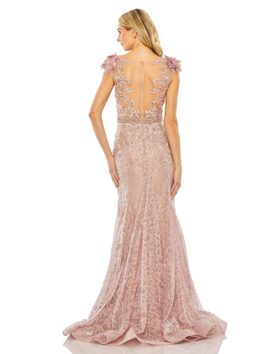 MD-79368 Off Sh Feathered Gown-Brown
