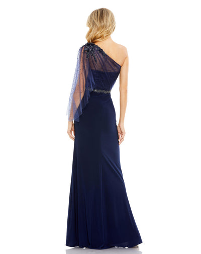 79392-Embellished One Shoulder Draped Gown