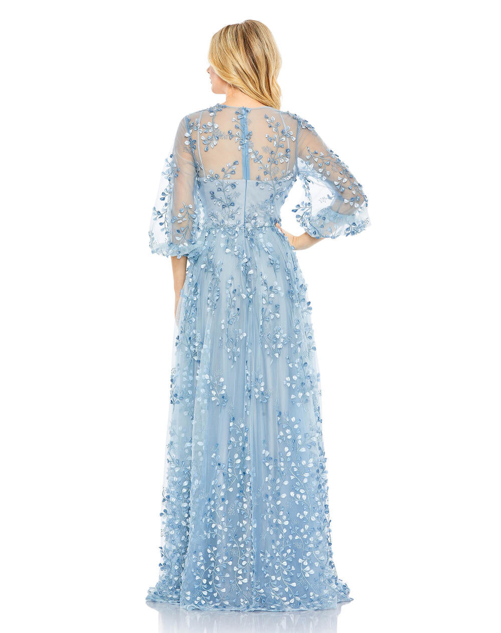 MD-79399 Ice Blue Flared Gown-Blue