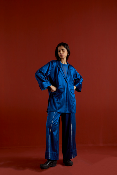 WIDE SLEEVE JACKET CO-ORD-ELECTRIC BLUE