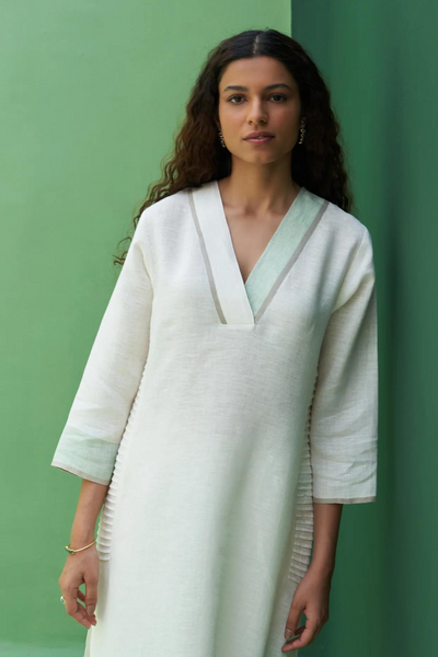 June Border Linen Kurta Set
- Ivory