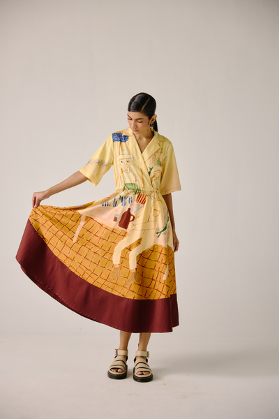 Print Blocked Dress - Fisherman