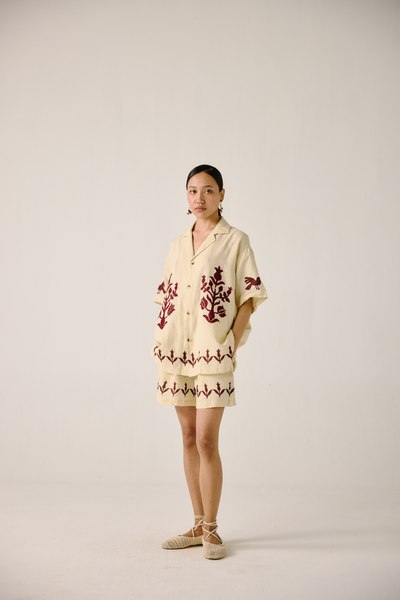 Unisex Set - Ivory Bird Applique