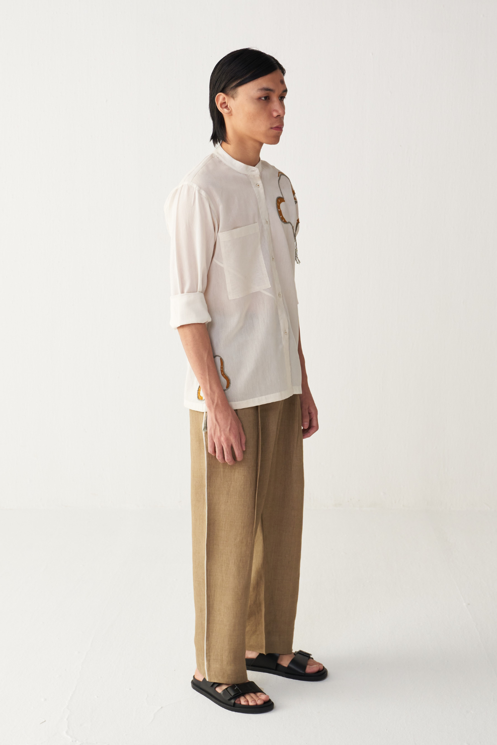 FLORAL ROPE EMB. SHIRT