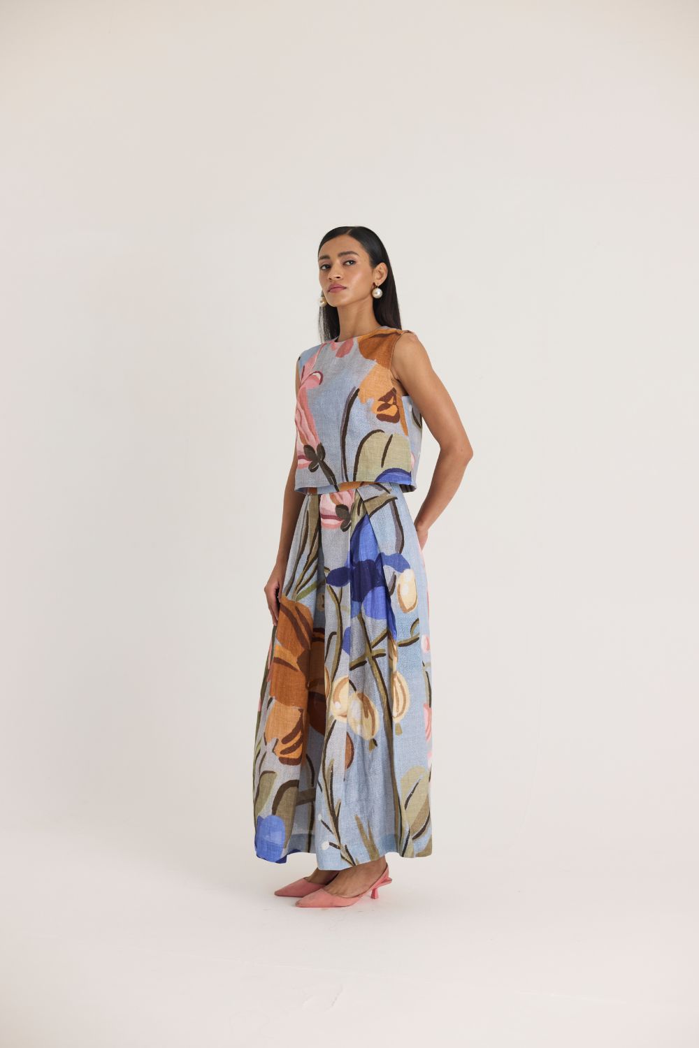 NICO LINEN TOP & SKIRT SET